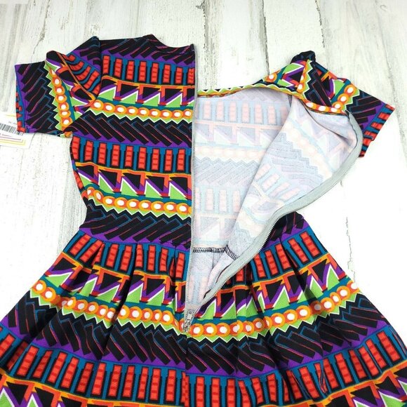 LuLaRoe Amelia Dress Geometric Dipped Blue XS NWT - Picture 11 of 12